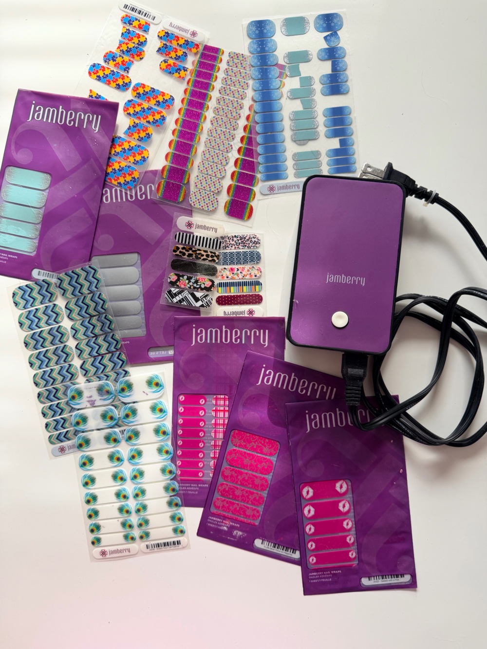 Jamberry Nail Wraps Lot UV Mini Heater Nail Decals Bundle New - Picture 2 of 9